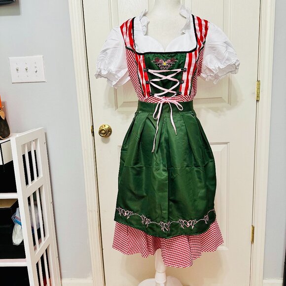 NWOT OKTOBERFEST HALLOWEEN DRINDL TRADITIONAL GERMAN MAID DRESS 2 PIECE - Picture 3 of 9